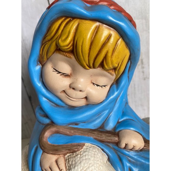 intage Atlantic Mold Sheperd boy with lambs ceramic handpainted - Picture 4 of 7